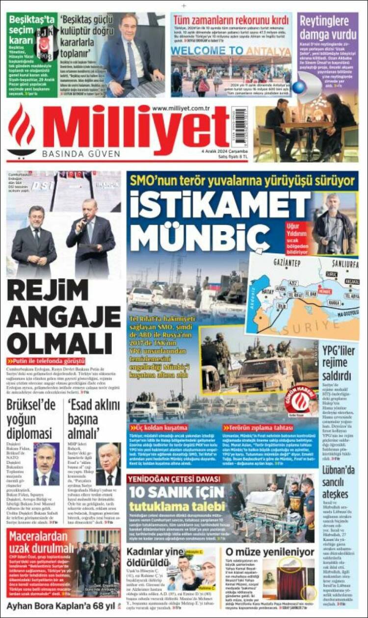 Portada de Milliyet (Turqu&iacute;a)
