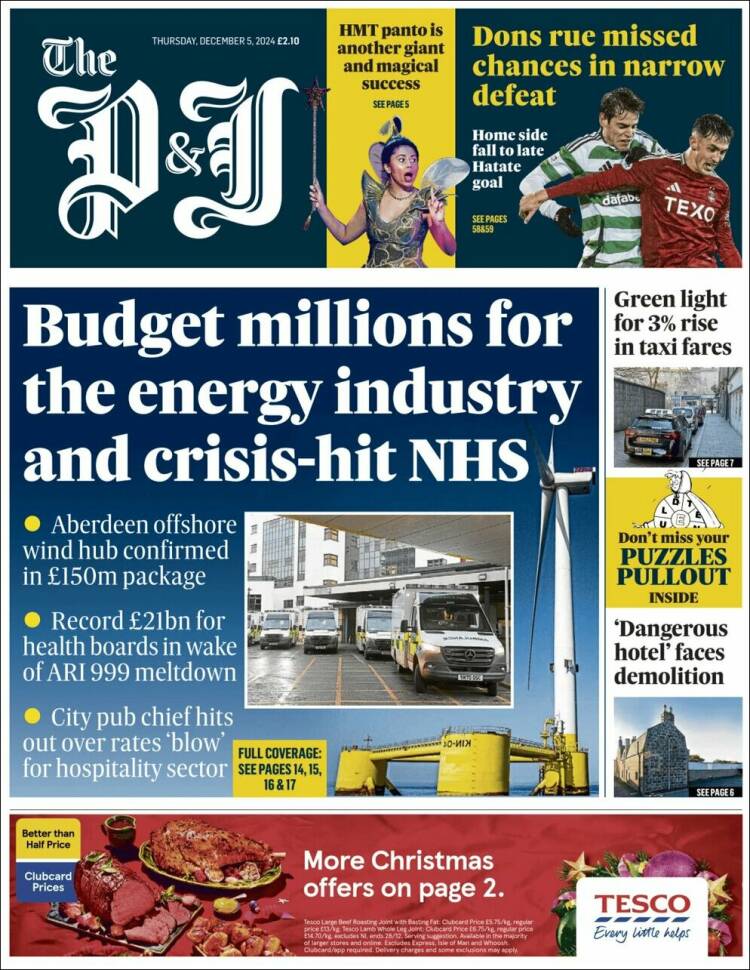 Portada de The Press and Journal (Reino Unido)