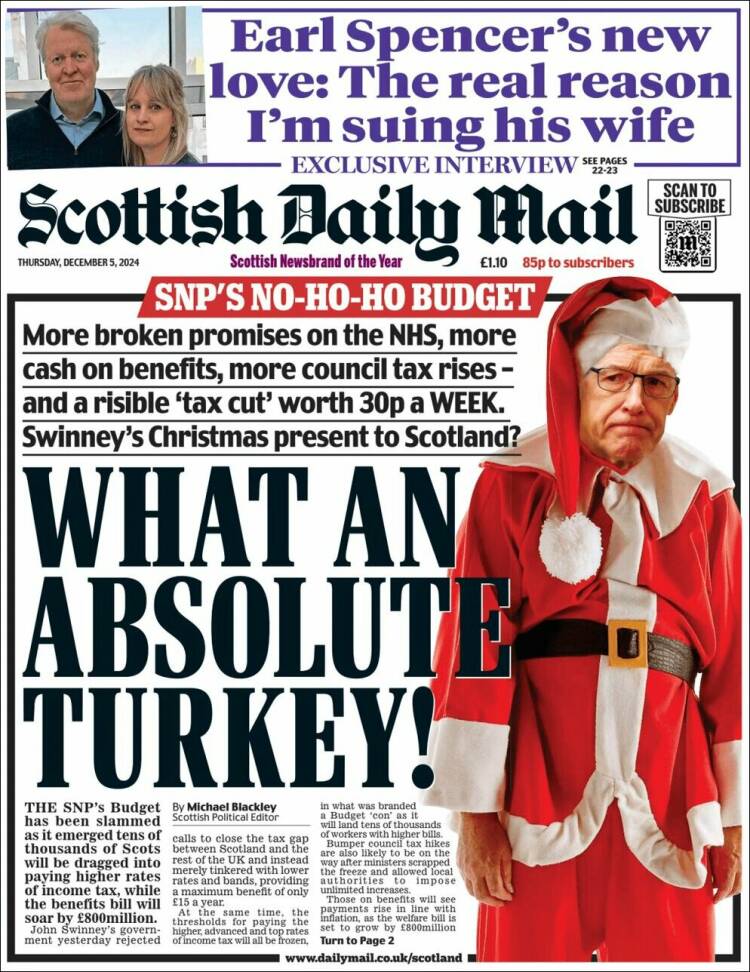 Portada de Scottish Daily Mail (Reino Unido)