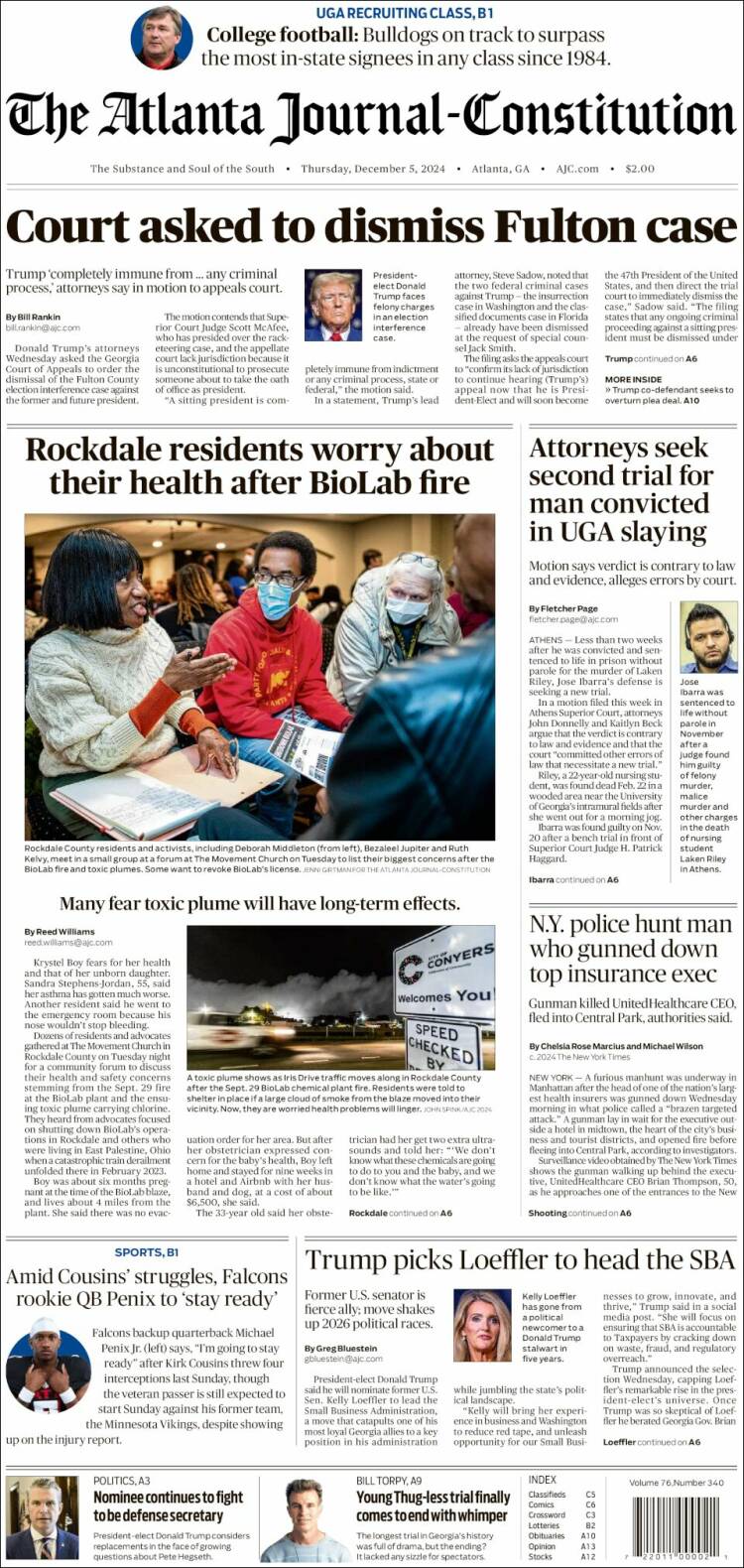 Portada de The Atlanta Journal-Constitution (USA)