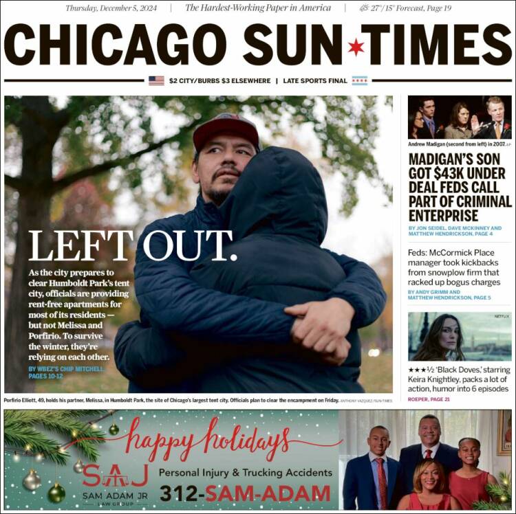 Portada de Chicago Sun-Times (USA)