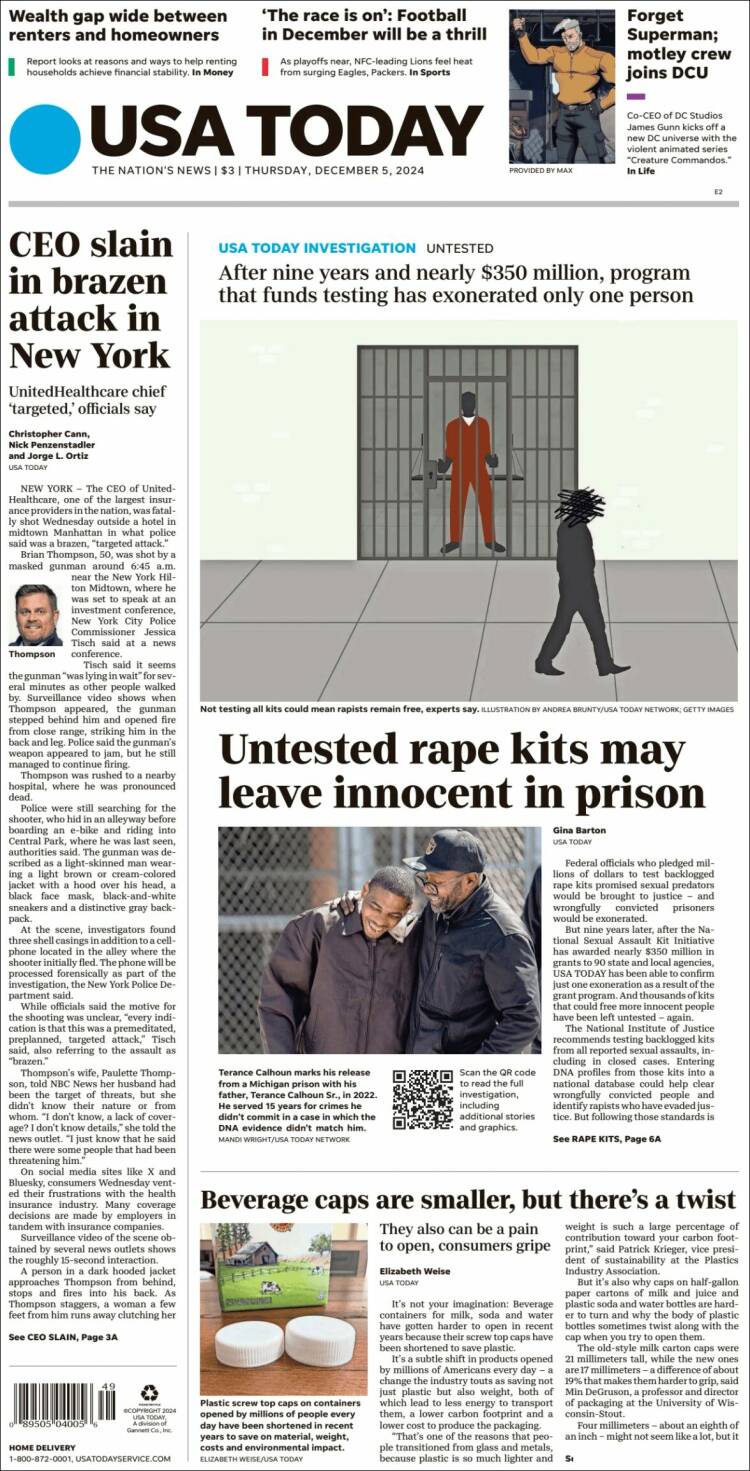 Portada de USA Today (USA)