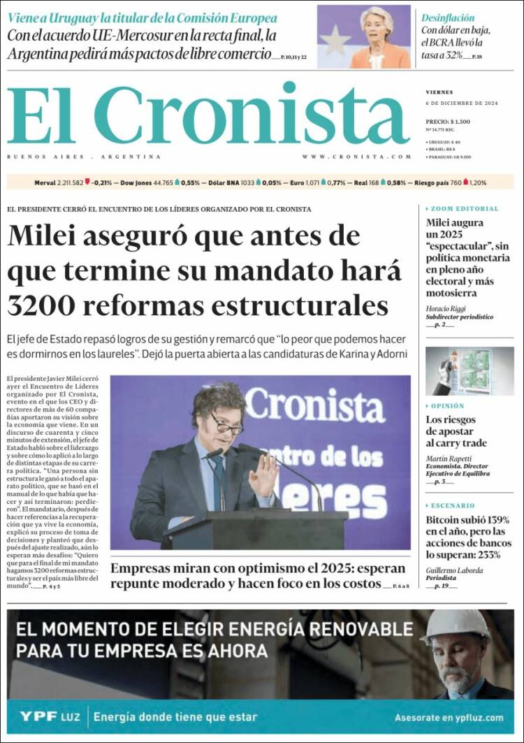 Portada de El Cronista Comercial (Argentina)