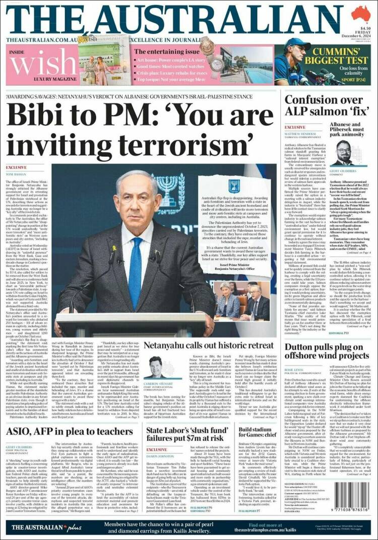 Portada de The Australian (Australia)