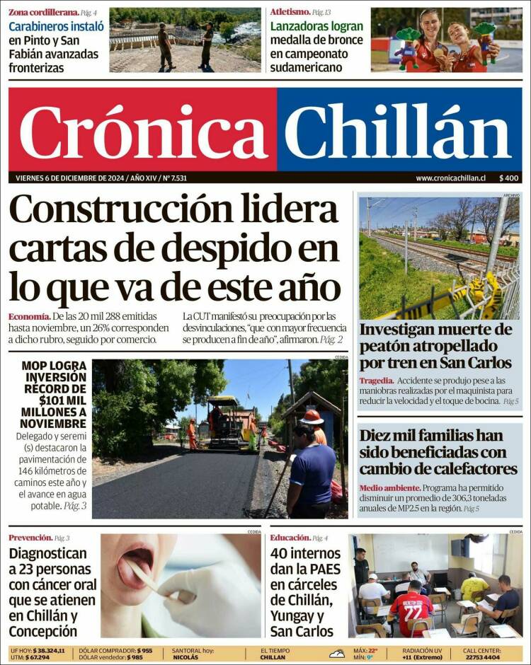 Portada de Crónica Chillán (Chile)
