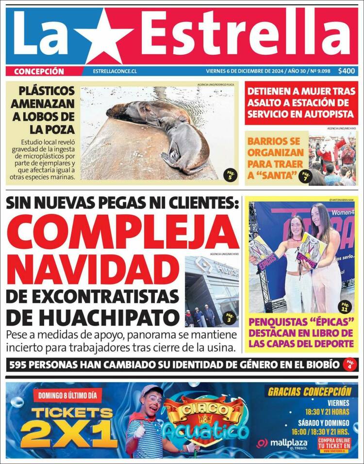 Portada de La Estrella de Concepción (Chile)