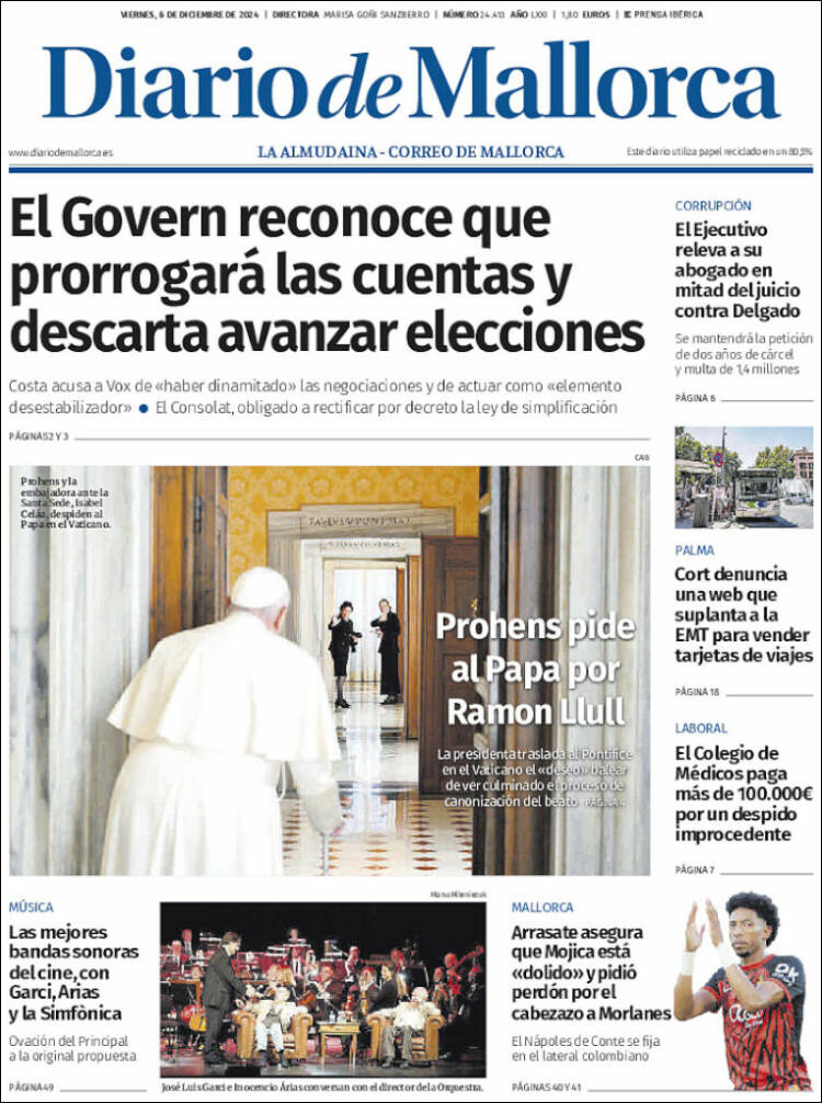 Portada de Diario de Mallorca (España)