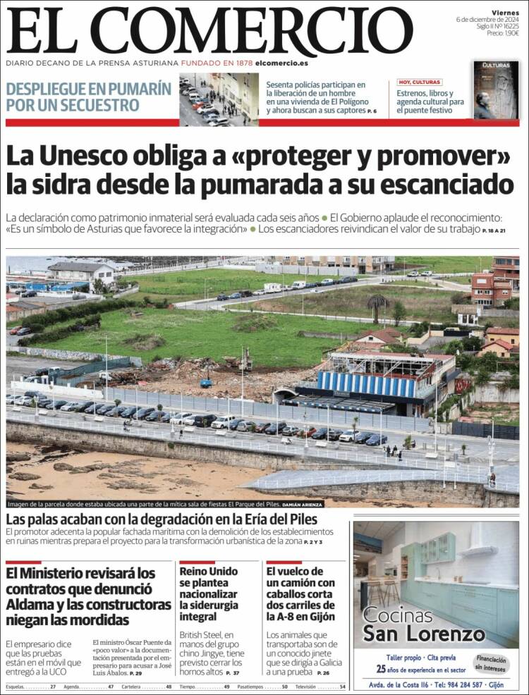 Portada de El Comercio - Gijón (España)