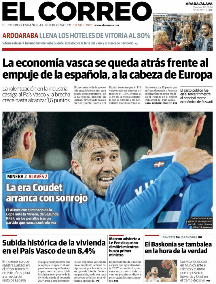 Portada de El Correo - Álava (España)