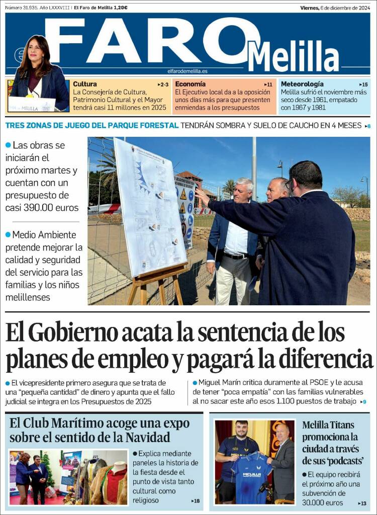 Portada de El Faro de Melilla (España)