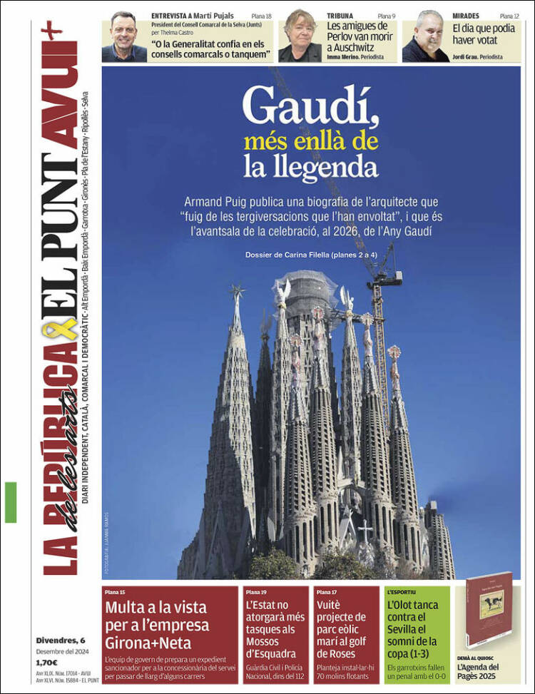 Portada de El Punt Avui - Girona (España)