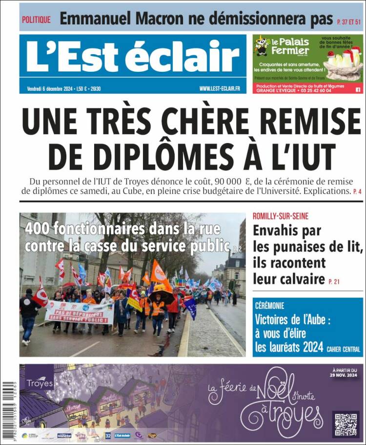 Portada de L'Est Eclair (Francia)