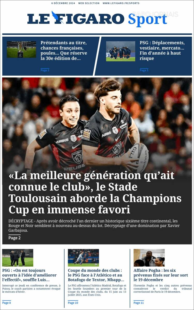 Portada de Le Figaro Sport (Francia)