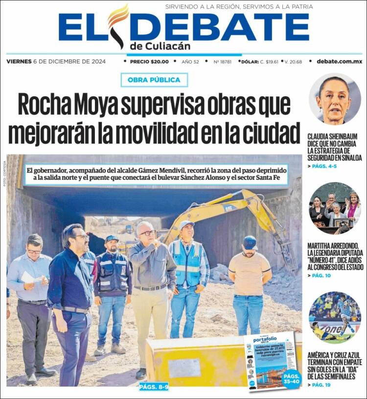 Portada de El Debate de Culiacán (México)
