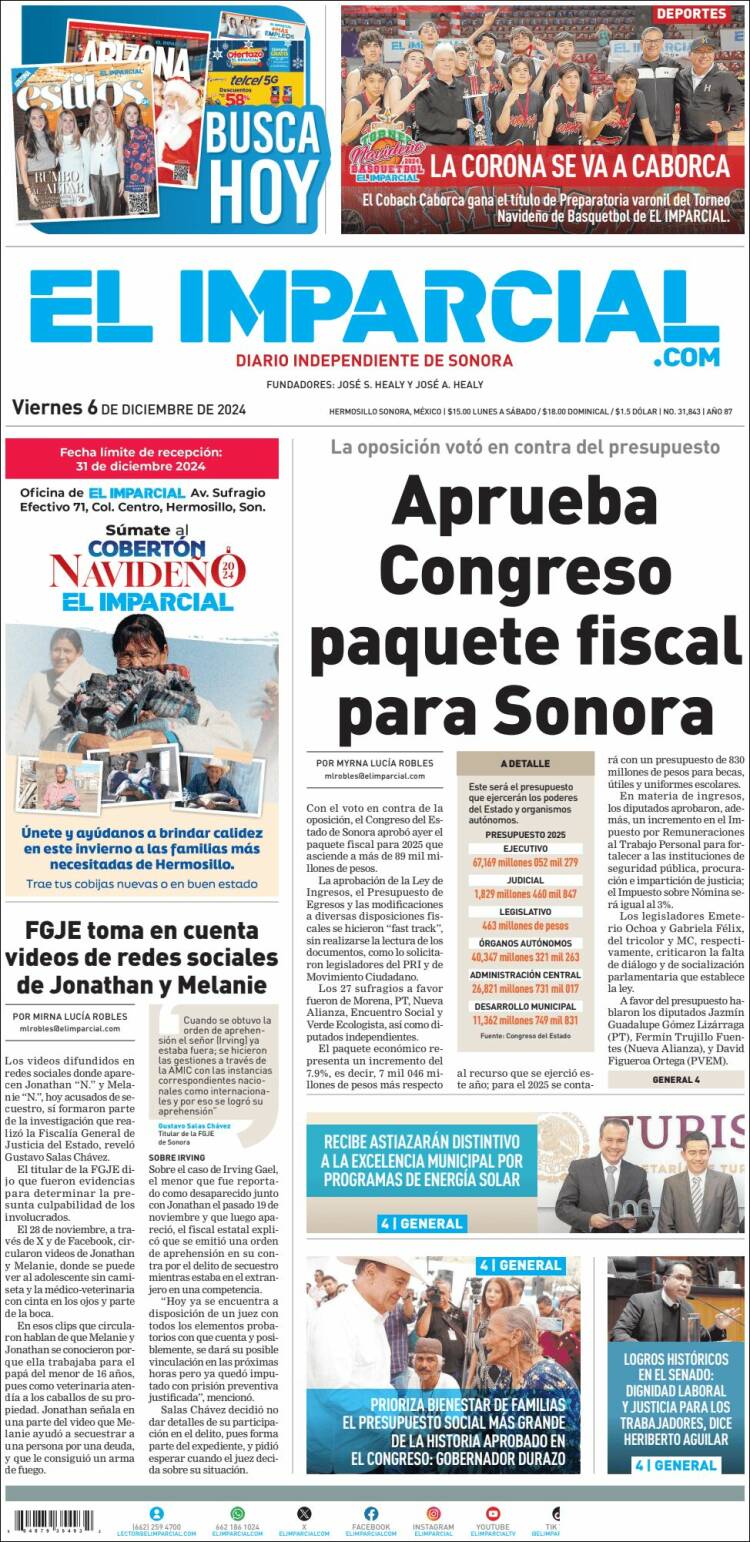 Portada de El Imparcial (México)
