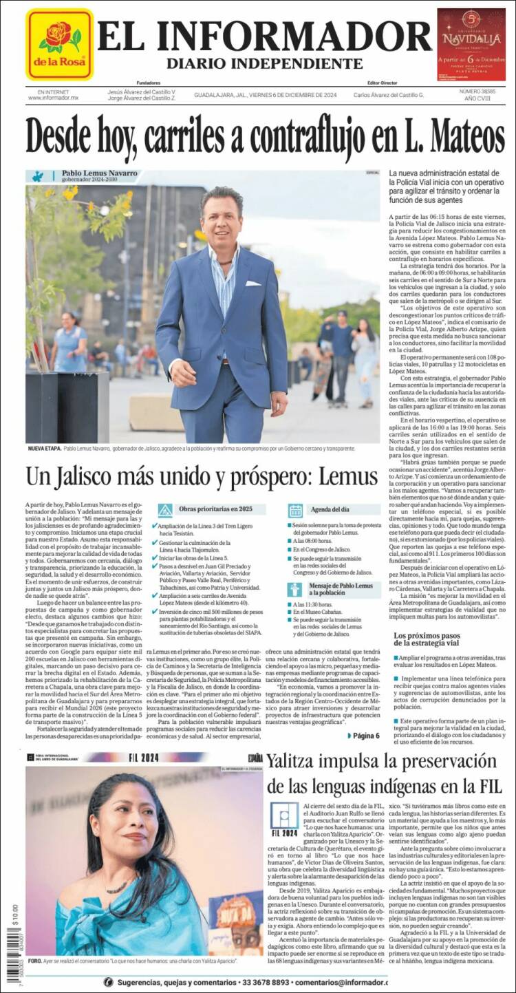 Portada de El Informador (México)