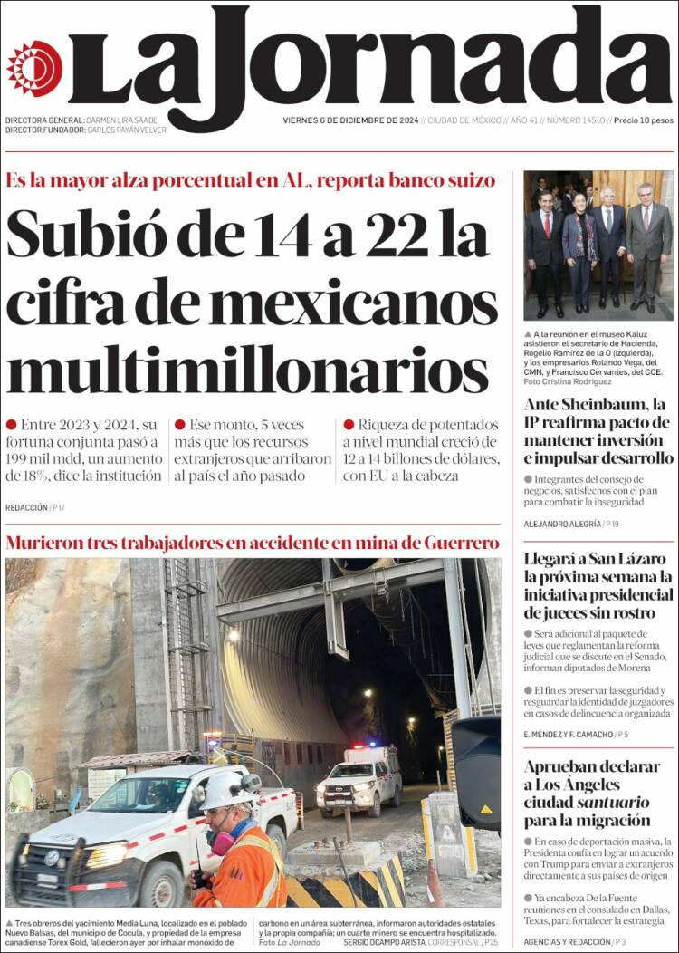 Portada de La Jornada (México)