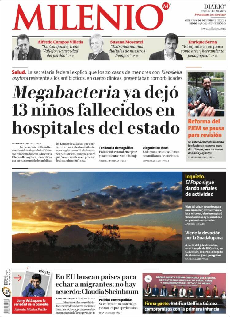 Portada de Milenio - Estado de México (México)