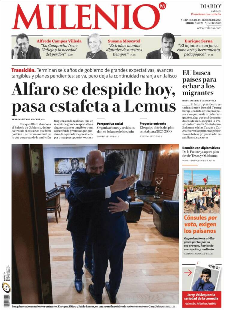 Portada de Milenio - Jalisco (México)