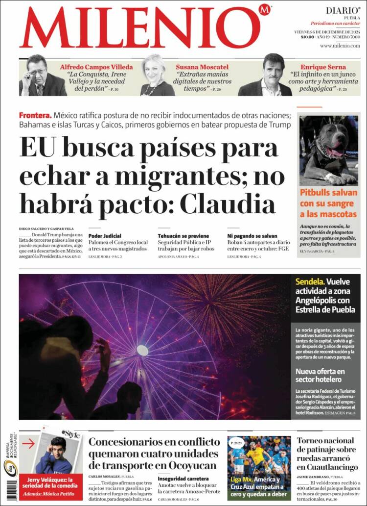Portada de Milenio de Puebla (México)