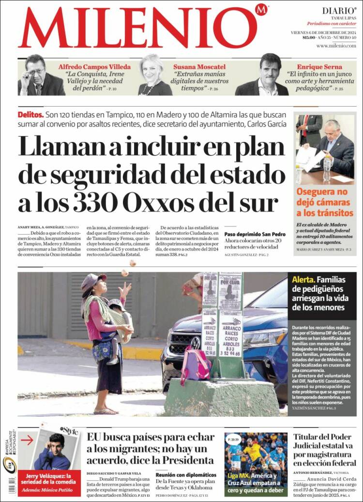 Portada de Milenio - Tamaulipas (México)