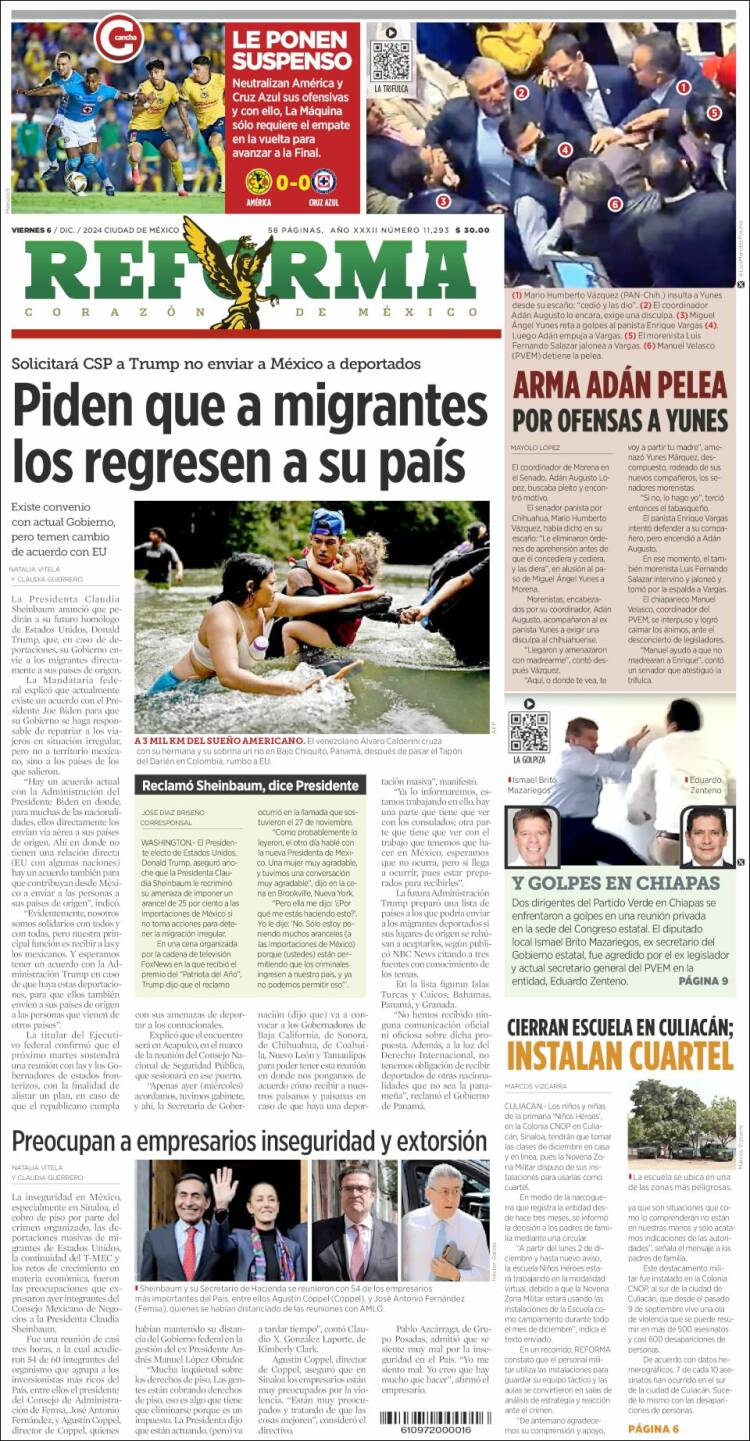 Portada de Reforma (México)