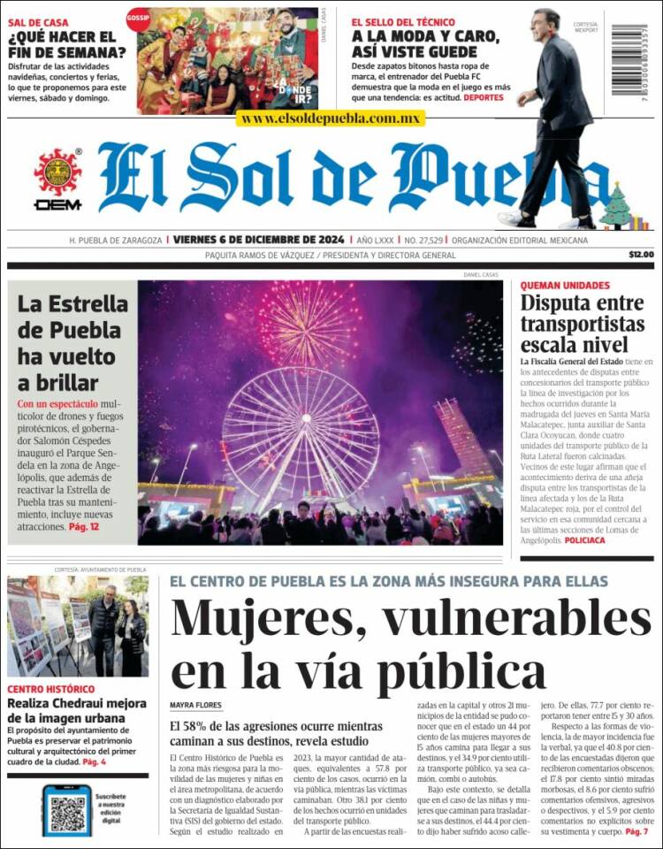 Portada de El Sol de Puebla (México)