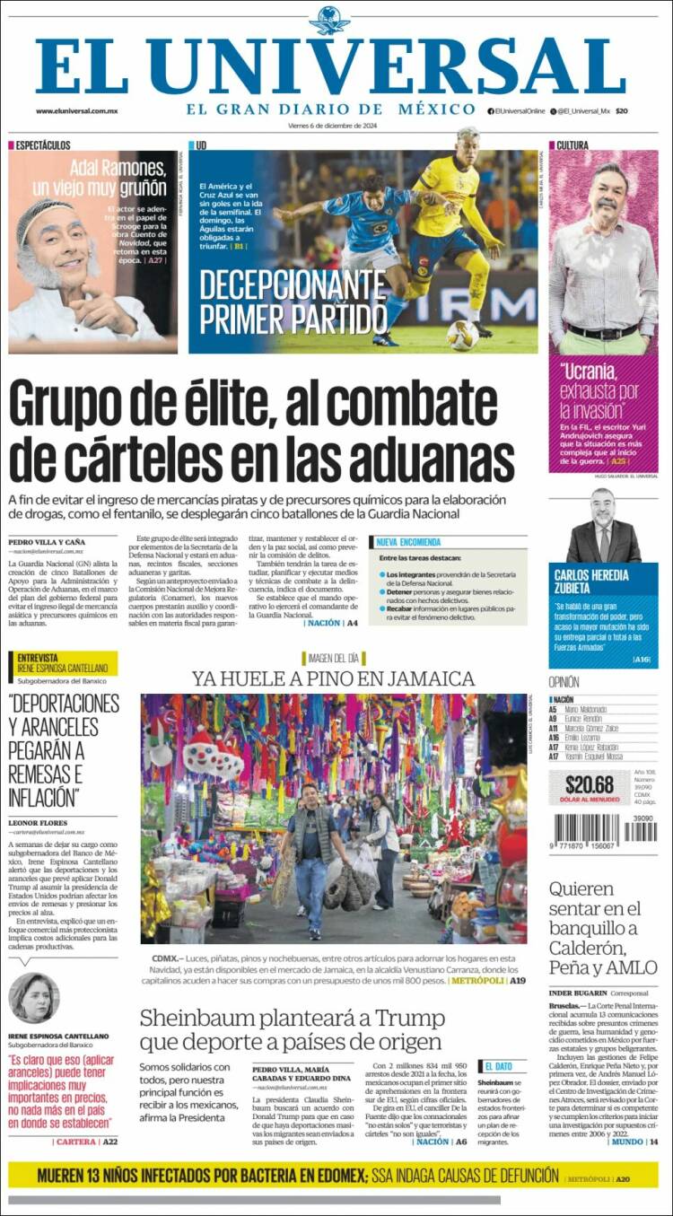 Portada de El Universal (México)