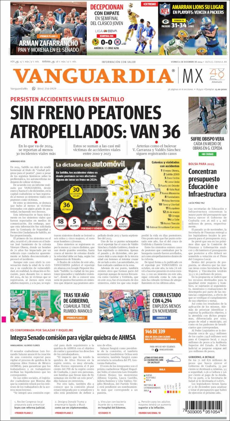 Portada de Vanguardia (México)