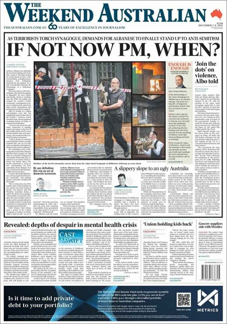 Portada de The Australian (Australia)