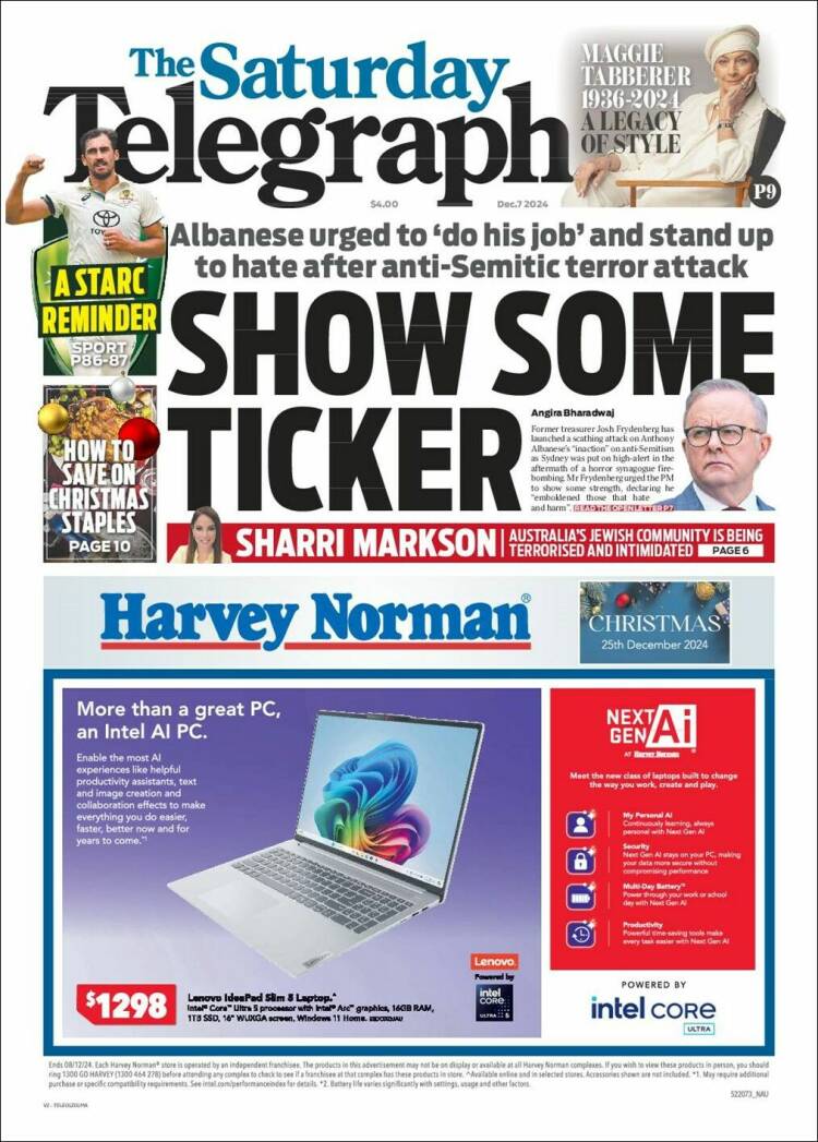 Portada de The Daily Telegraph (Australia)