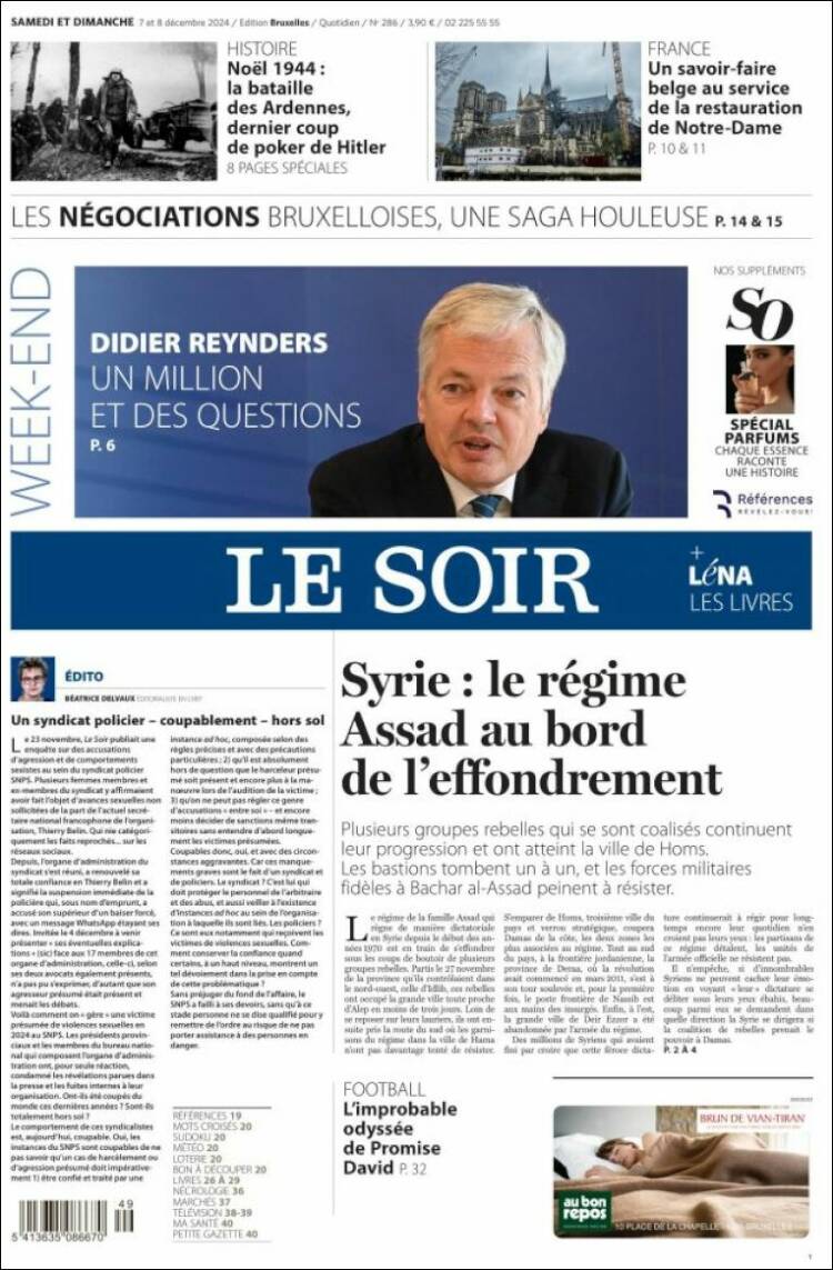 Portada de Le Soir (Belgium)