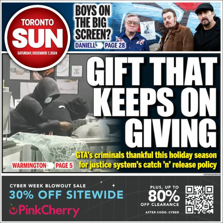 Portada de The Toronto Sun (Canadá)