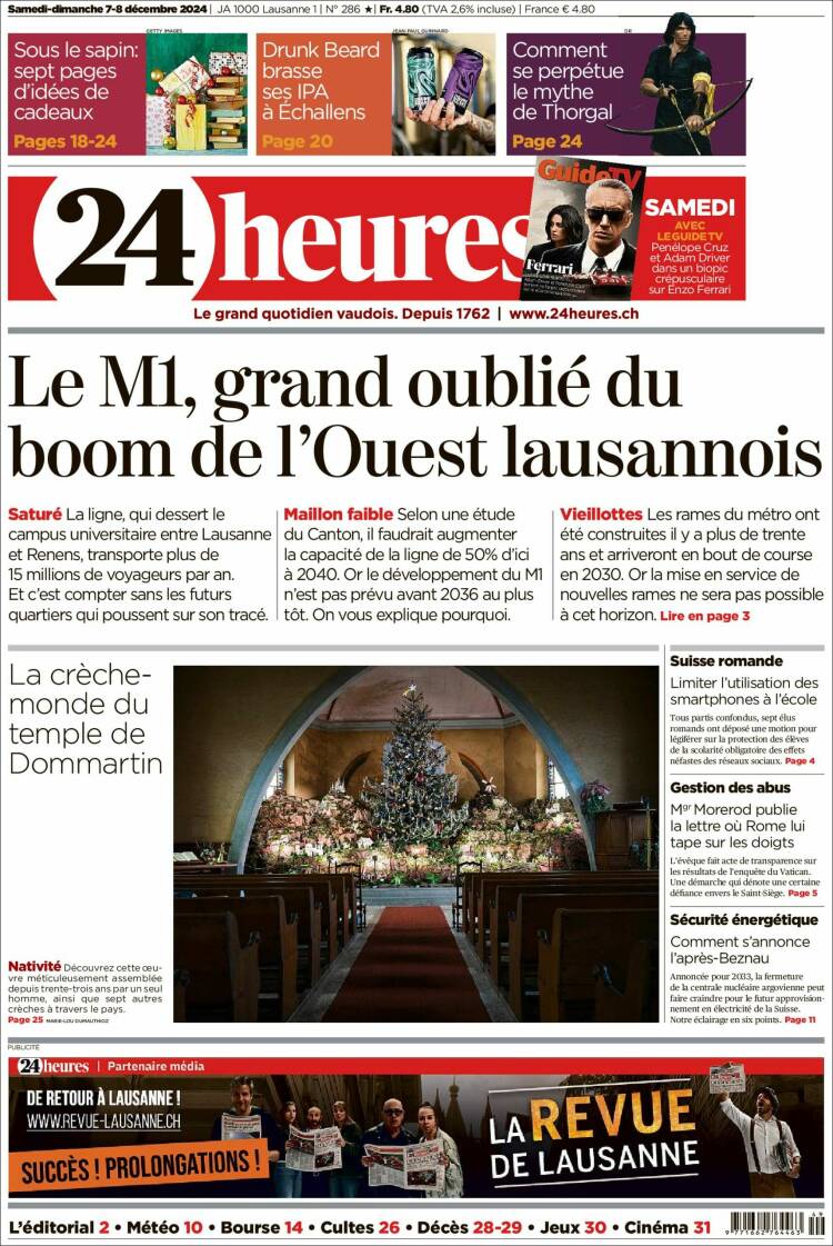 Portada de 24 Heures (Switzerland)
