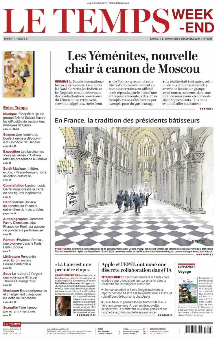 Portada de Le Matin (Switzerland)