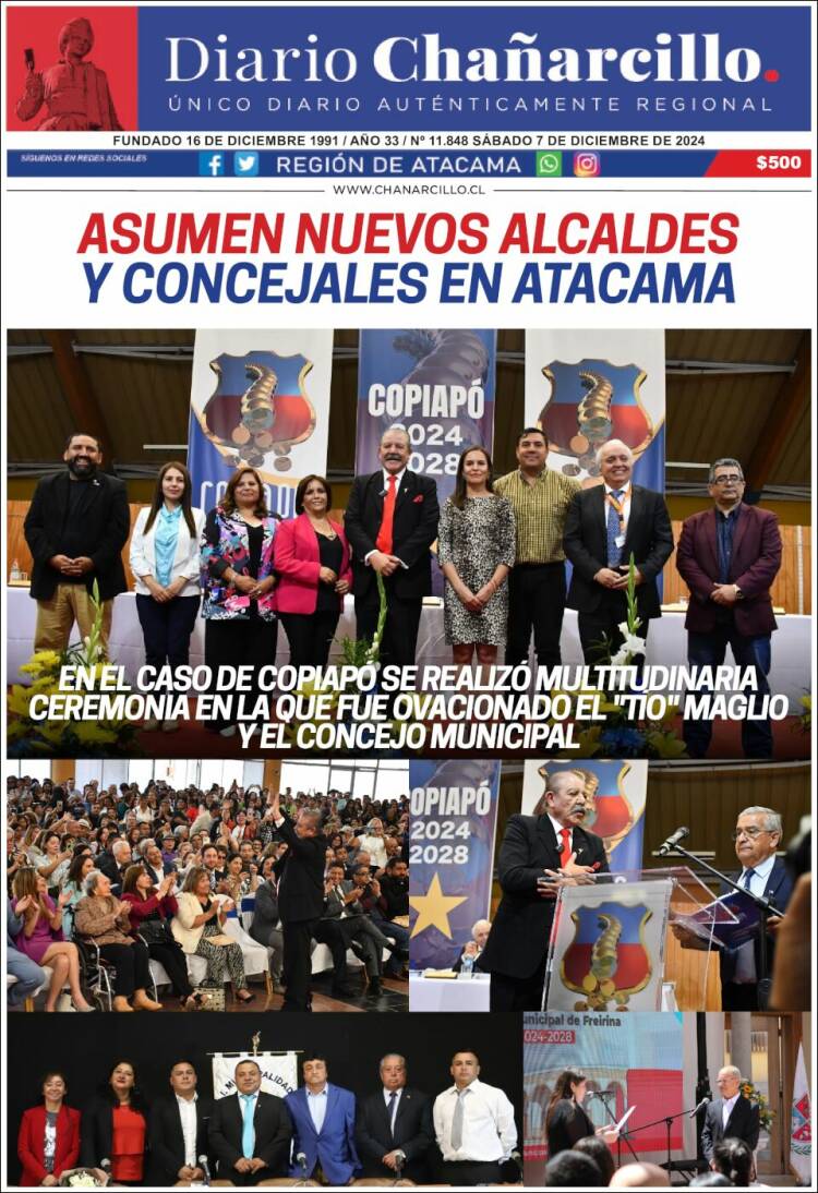 Portada de Diario Chañarcillo (Chile)