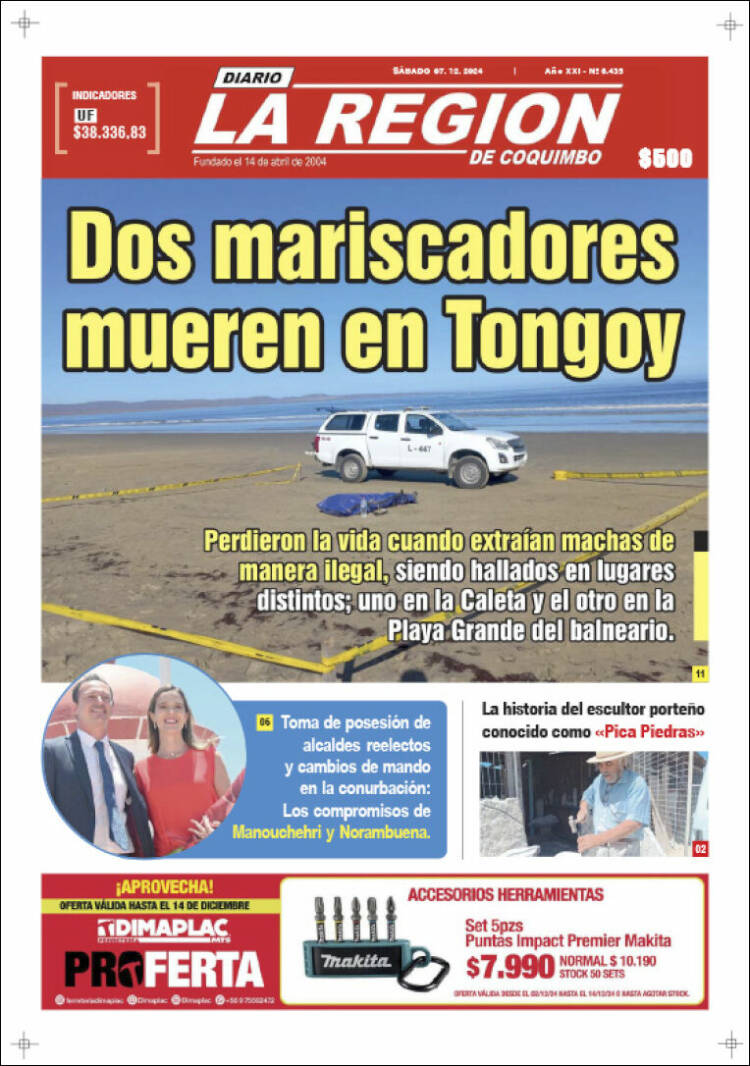 Portada de Diario La Región de Coquimbo (Chile)