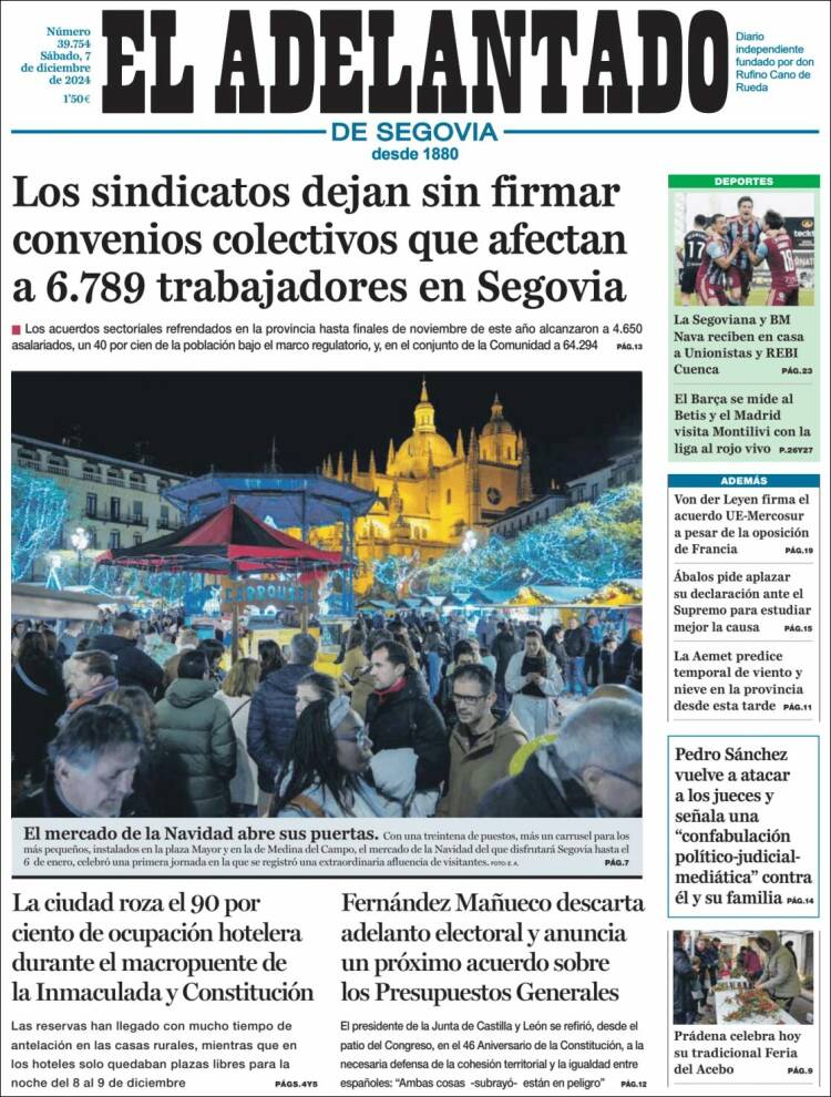 Portada de El Adelantado de Segovia (España)