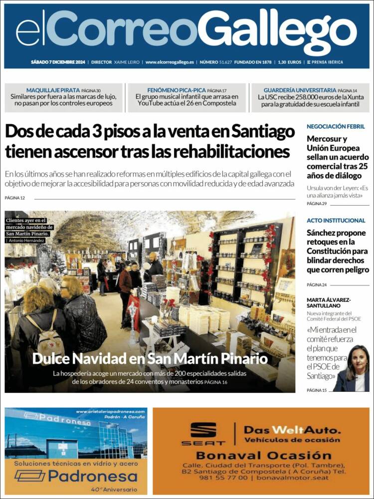 Portada de El Correo Gallego (España)