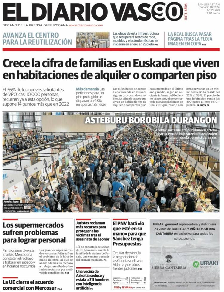 Portada de Diario Vasco (España)