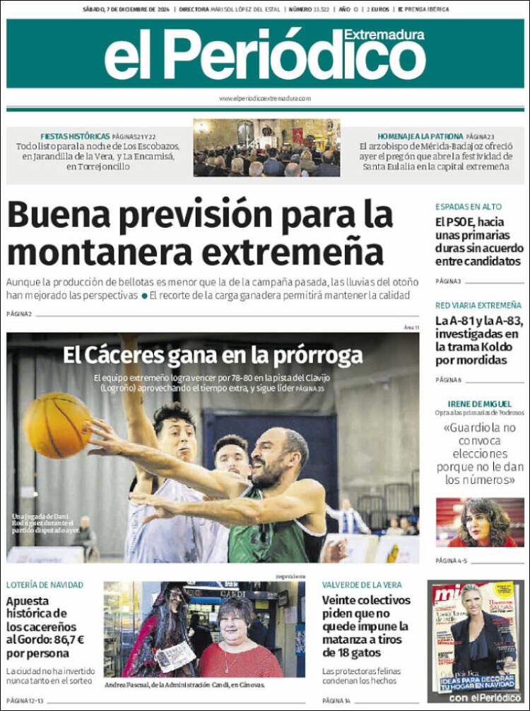 Portada de El Periódico de Extremadura (España)