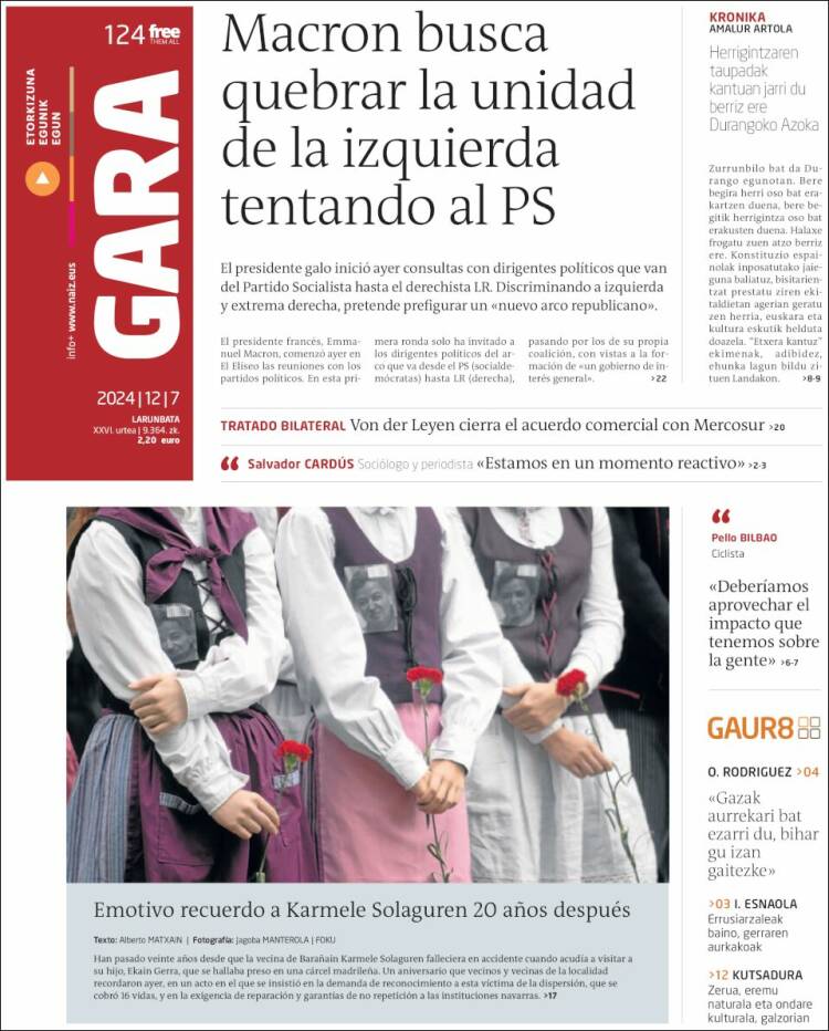 Portada de Gara (España)