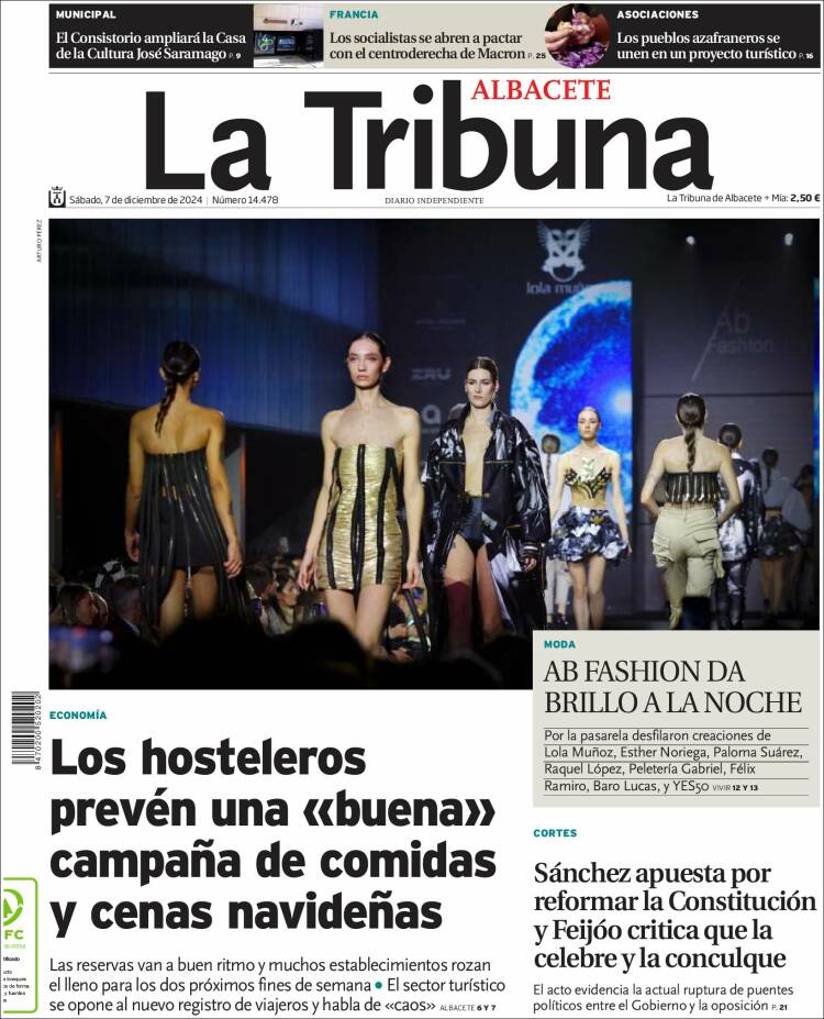 Portada de La Tribuna de Albacete (España)