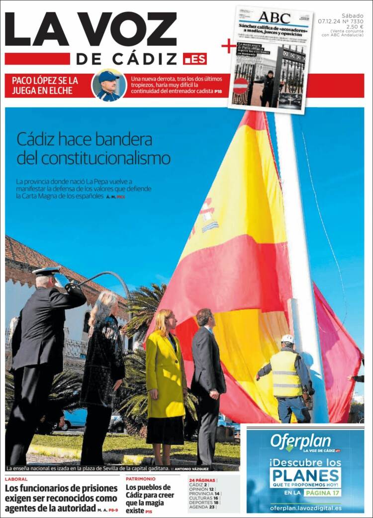 Portada de La Voz de Cádiz (España)