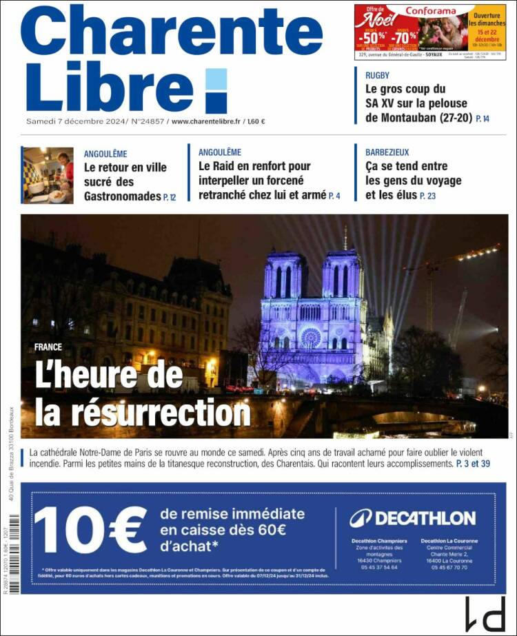 Portada de Charente Libre (France)