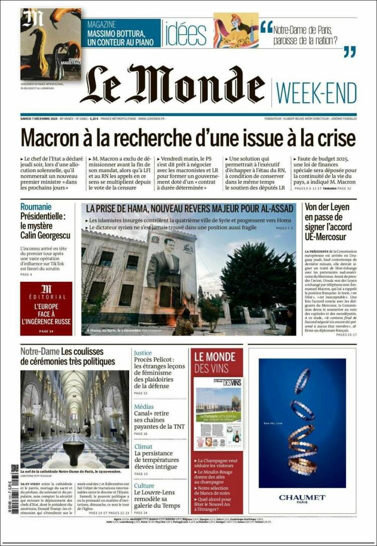 Portada de Le Monde (France)