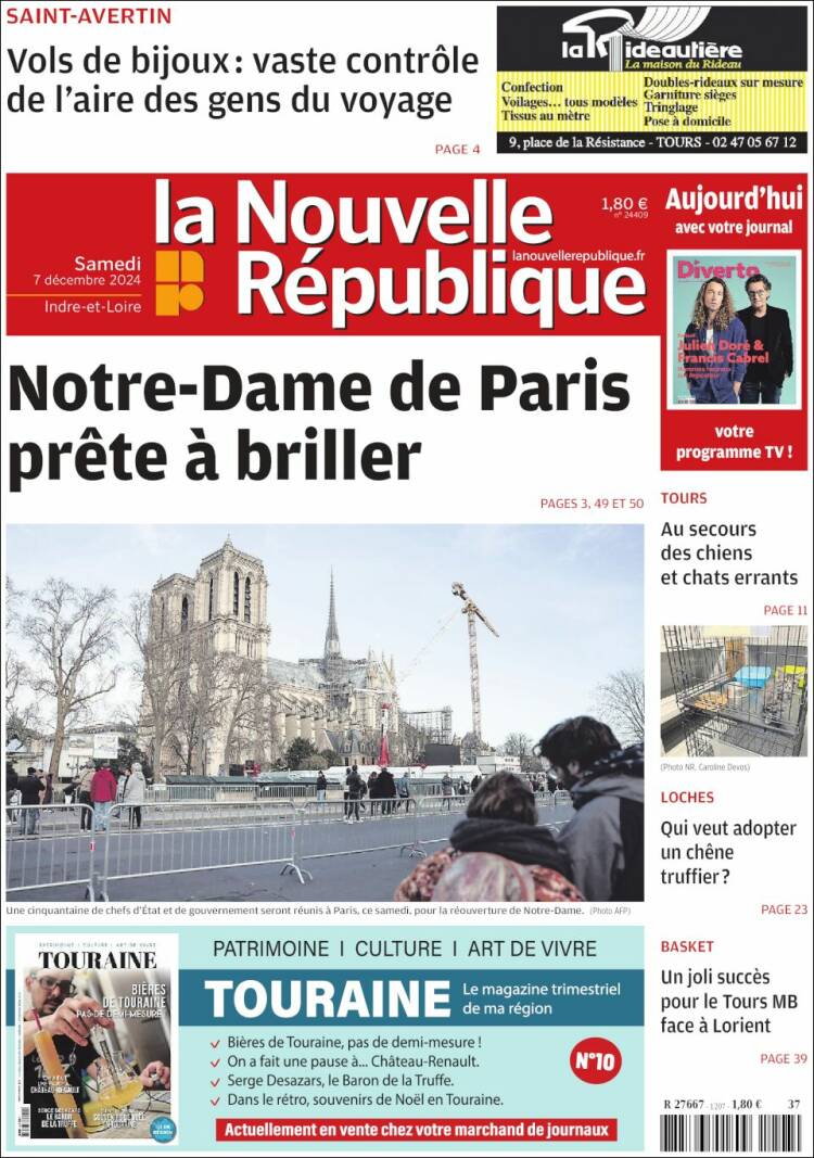Portada de La Nouvelle Republique (France)