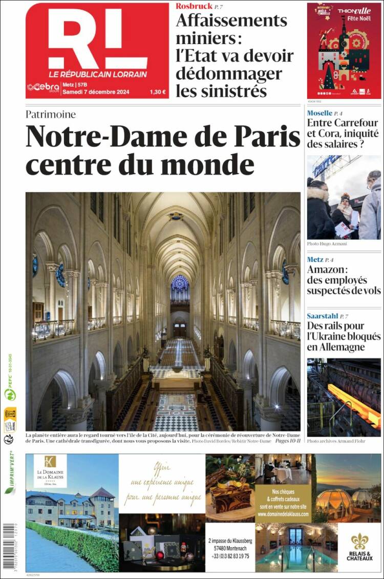 Portada de Le Republicain Lorrain (France)