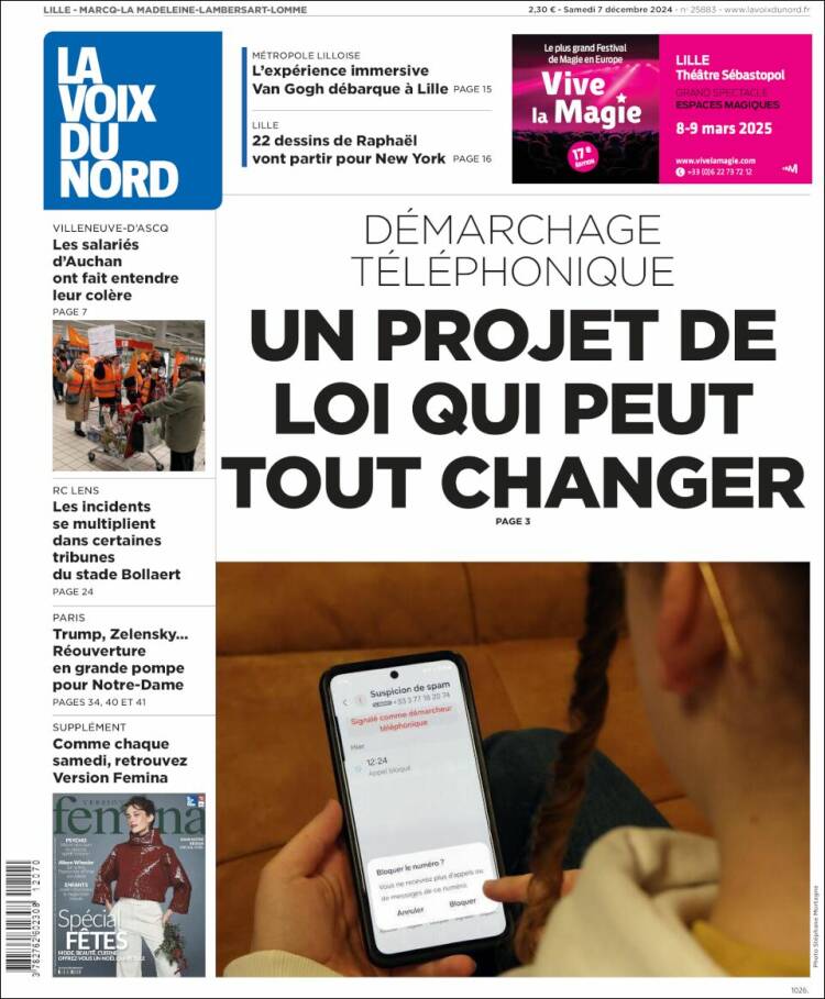 Portada de La Voix du Nord (France)