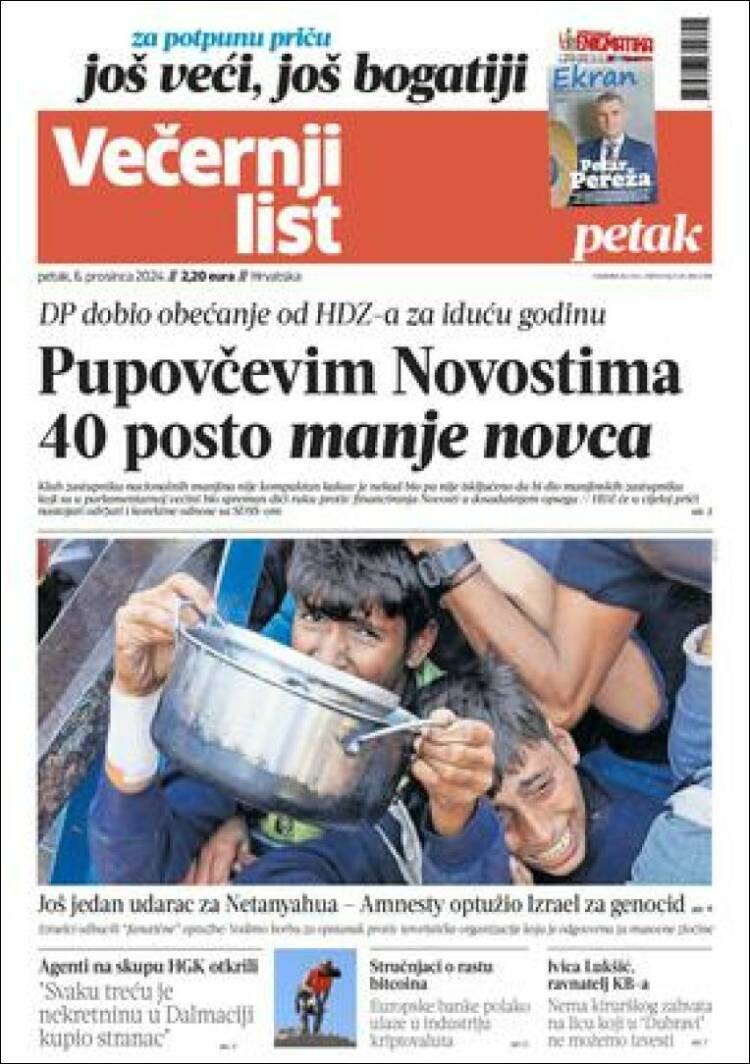 Portada de Večernji (Croatia)